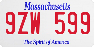 MA license plate 9ZW599