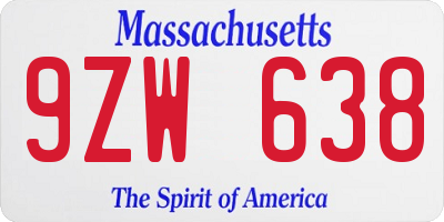 MA license plate 9ZW638