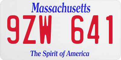 MA license plate 9ZW641