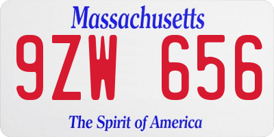 MA license plate 9ZW656