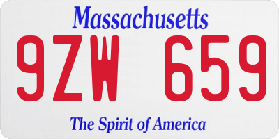 MA license plate 9ZW659