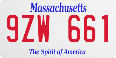 MA license plate 9ZW661