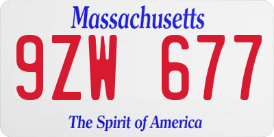 MA license plate 9ZW677