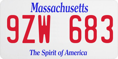 MA license plate 9ZW683