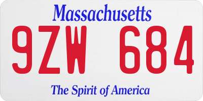 MA license plate 9ZW684