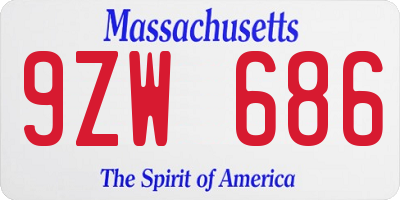 MA license plate 9ZW686