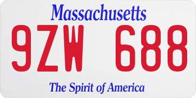 MA license plate 9ZW688