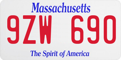 MA license plate 9ZW690