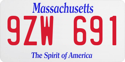 MA license plate 9ZW691