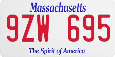 MA license plate 9ZW695