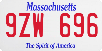 MA license plate 9ZW696