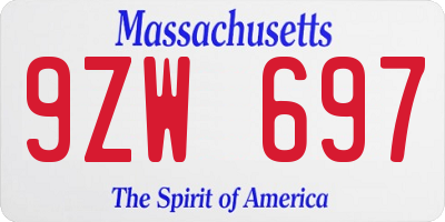 MA license plate 9ZW697