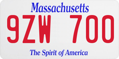 MA license plate 9ZW700