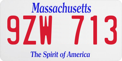 MA license plate 9ZW713