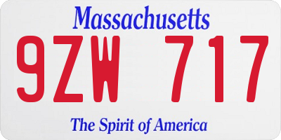 MA license plate 9ZW717