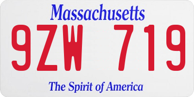 MA license plate 9ZW719