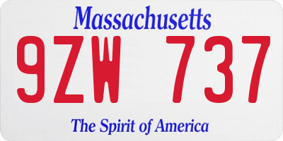 MA license plate 9ZW737