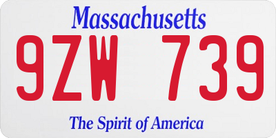 MA license plate 9ZW739