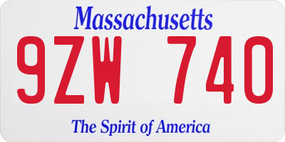 MA license plate 9ZW740