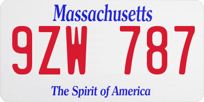 MA license plate 9ZW787