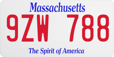 MA license plate 9ZW788