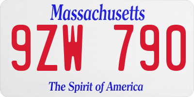 MA license plate 9ZW790