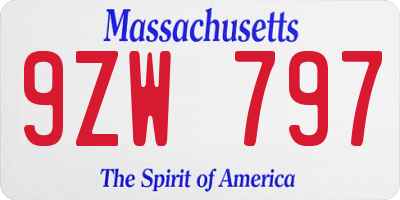 MA license plate 9ZW797