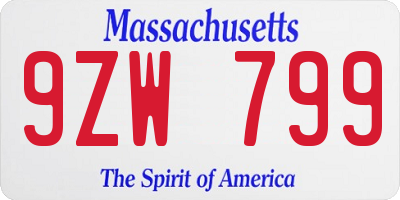 MA license plate 9ZW799