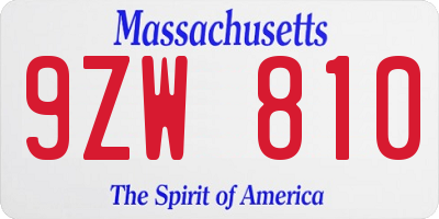 MA license plate 9ZW810