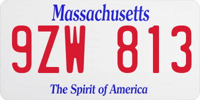 MA license plate 9ZW813