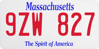 MA license plate 9ZW827