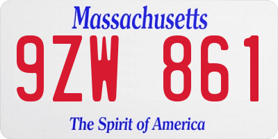 MA license plate 9ZW861