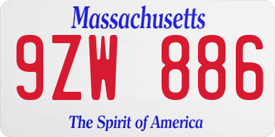 MA license plate 9ZW886