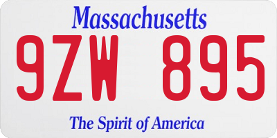 MA license plate 9ZW895