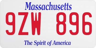 MA license plate 9ZW896