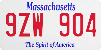 MA license plate 9ZW904