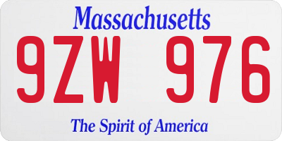 MA license plate 9ZW976