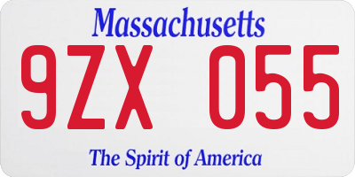 MA license plate 9ZX055