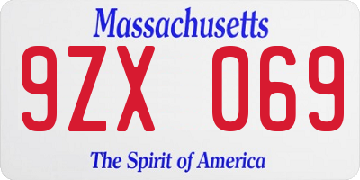 MA license plate 9ZX069