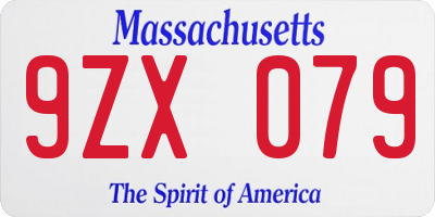 MA license plate 9ZX079