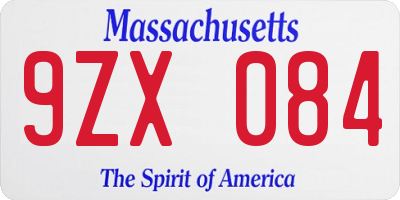 MA license plate 9ZX084