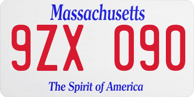 MA license plate 9ZX090