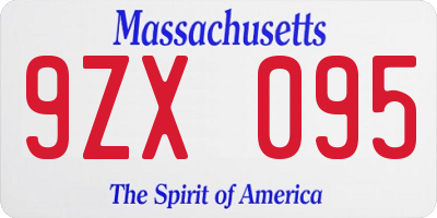 MA license plate 9ZX095