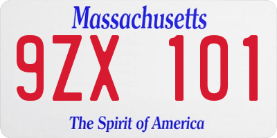 MA license plate 9ZX101