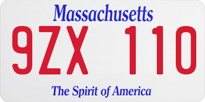 MA license plate 9ZX110