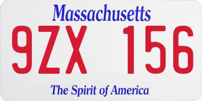 MA license plate 9ZX156