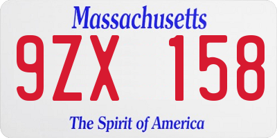 MA license plate 9ZX158