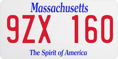 MA license plate 9ZX160