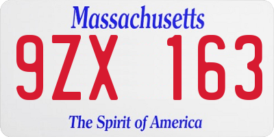 MA license plate 9ZX163