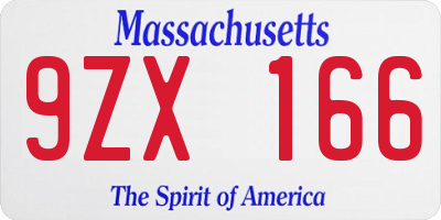 MA license plate 9ZX166